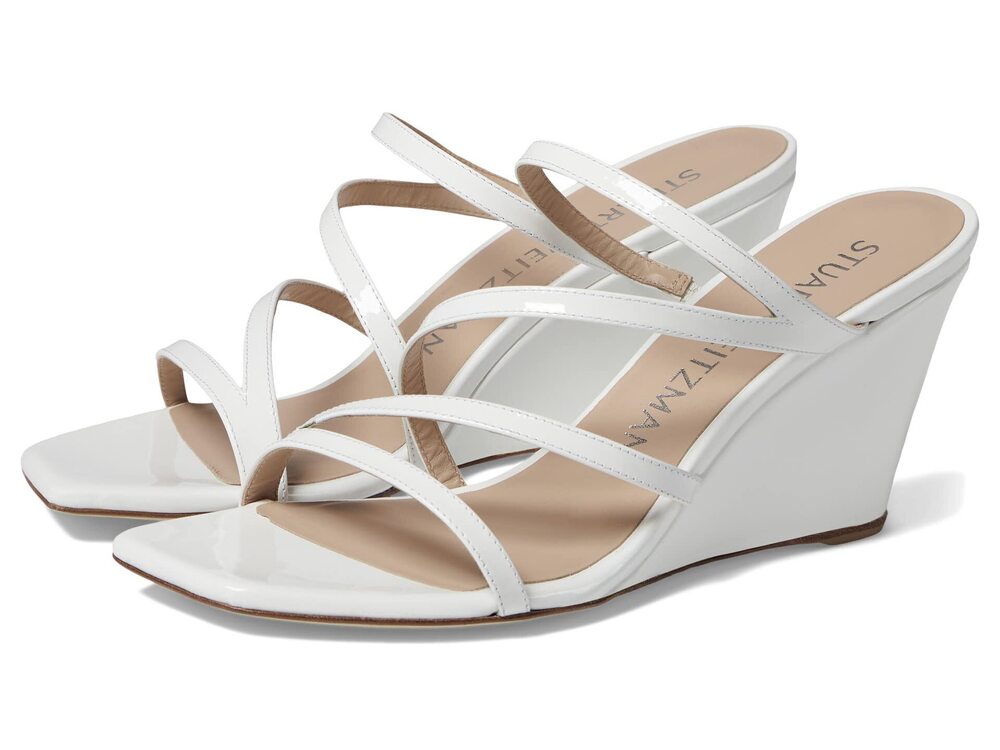 Stuart Weitzman Strapeze 85 Wedge White 9 B